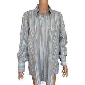 Faconnable 100% cotton striped button down long sleeve Dress shirt size XL